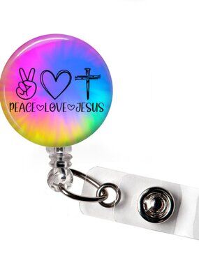 Badge Reel Peace Love Jesus Faith Retractable ID Name Holder